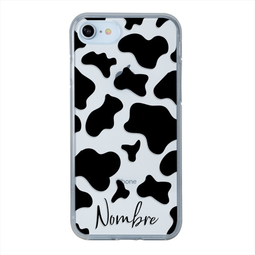 Funda Para iPhone Antigolpes Animal Print Vaca Con Tu Nombre
