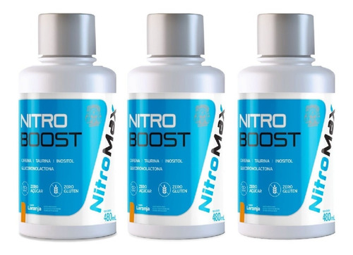 3x Nitro Boost Thermogenico 480ml - Nitromax - Liquid Energy