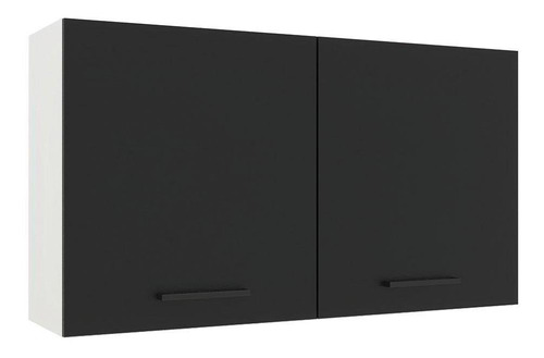 Armário Aéreo Madesa Agata 120 Cm 2 Portas - Branco/preto