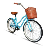 Bicicleta De Paseo Femenina Black Panther Vintage Cruiser  2020 R26 Único 1v Freno Contrapedal Color Azul Con Pie De Apoyo