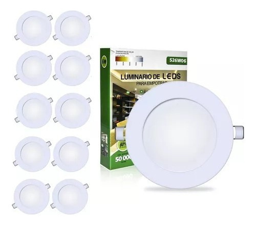 Plafón Led Empotrable 6w Tianlai (10pzs) Luz Blanca Calida Color Blanco