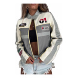 Campera Racing/ Moto Cuero Mujer