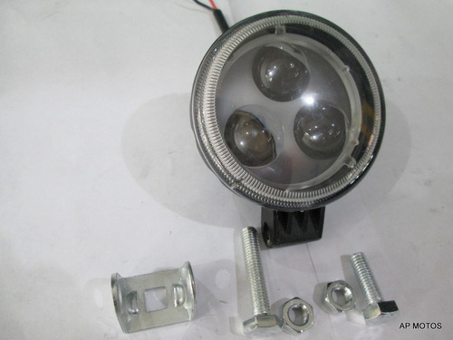 Optica  Faro Auxiliar Redodndo 3 Led Con Lupa Ap Motos