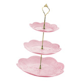 Plato De Comida De Frutas Secas, 26cmx26cmx40cm Redondo Rosa