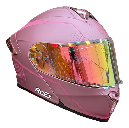 Casco Kov Edicion Especial Waves Rosa Night Vision Abatible | Meses sin interés
