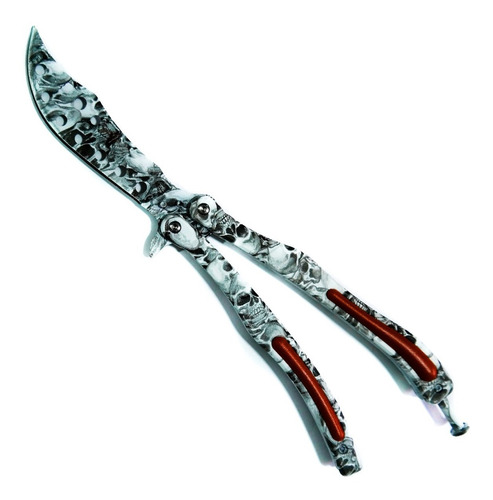 Navaja Táctica Tipo Mariposa Balisong Calaveras Acero 9571