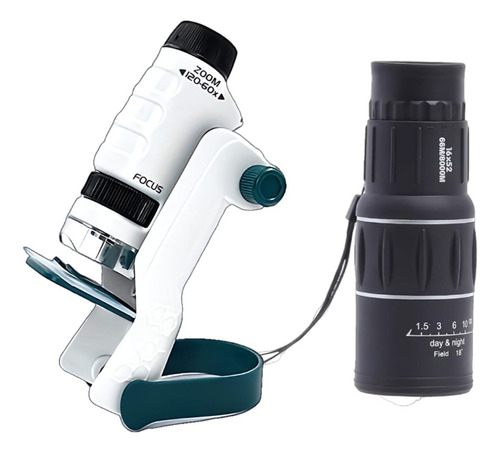 Monocular + Microscopio Portatil Científico 60-120x