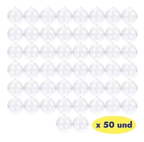 50 Bolas Esferas Transparentes 8 Cm Para Decorar Arbolito 