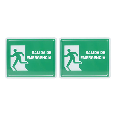 2 Piezas Señalamiento Letrero Salida De Emergencia 25×20cm | MercadoLibre