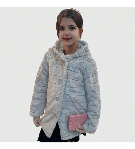 Jaqueta Infantil Para Meninas Pelúciado  Com Capuz Fashion