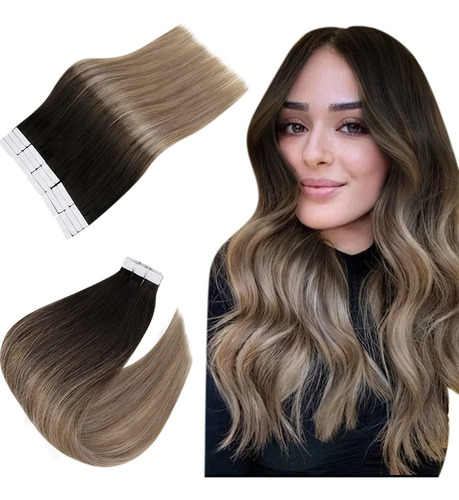 Extensiones Cabello Natural 40gr 16in 20pz Marrón Balayage