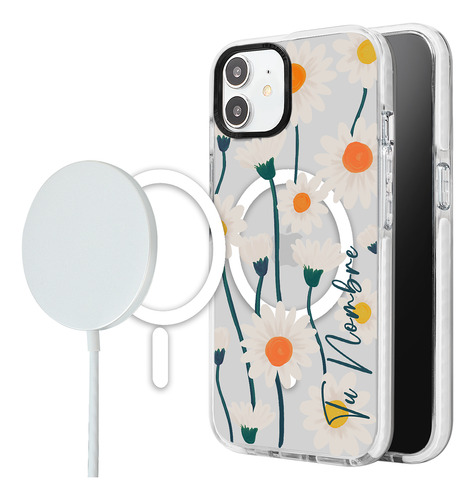 Funda Para iPhone Magsafe Para Mujer Nombre Flores Margarita