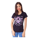 T-shirt Feminina Ox Horns Croche Preta 6291 