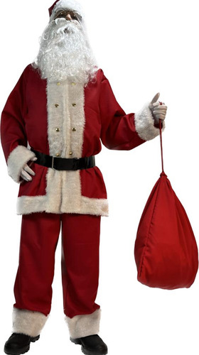 Fantasia Roupa De Papai Noel Luxo Completa 5 Peça Adulto