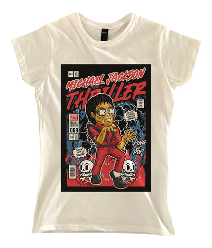 Playera Michael Jackson Cartoon Dama Impresa 100% Algodón
