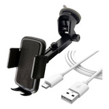 Soporte Porta Celular Parabrisas Telefono Auto + Cable Largo