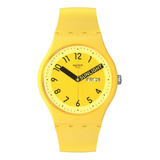 Reloj Swatch Proudly Yellow Color De La Correa Amarillo Color Del Bisel Amarillo Color Del Fondo Blanco