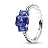 Pandora Anillo Reluciente Rectangular Azul  Original