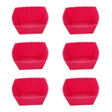 Kit 6un Forma Quadrada Cupcake Bolinho Muffin Silicone