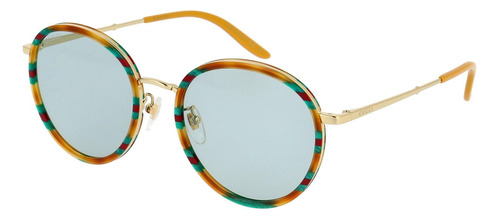 Gucci Gg0677sk 004 Round Metal Carey Verde Naranja Gris