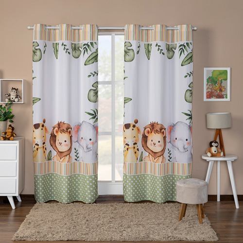 Cortina Decoração Quarto Menino Infantil  3,00 X 2,20 Baby