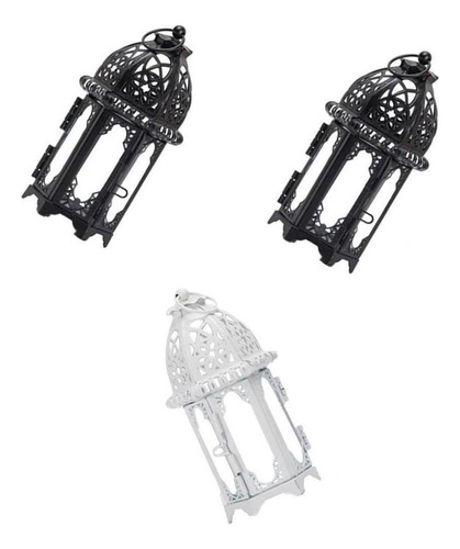 D 3 Candelabros De Cristal For Velas, Farol De Hierro