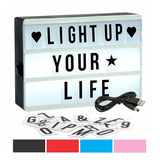 Cartel Letrero Luz Led Cable Usb Light Box Caracteres Negros