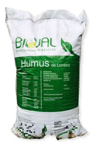 Humus Lombriz Abono Orgánico Omri Lombricomposta 25 Kg