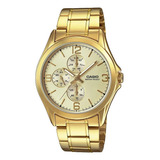 Reloj Pulsera Casio Reloj Mtp-v301g-9a, Analógico, Para Hombre, Con Correa De Acero Inoxidable Color Dorado, Dial Do Y Hebilla Simple