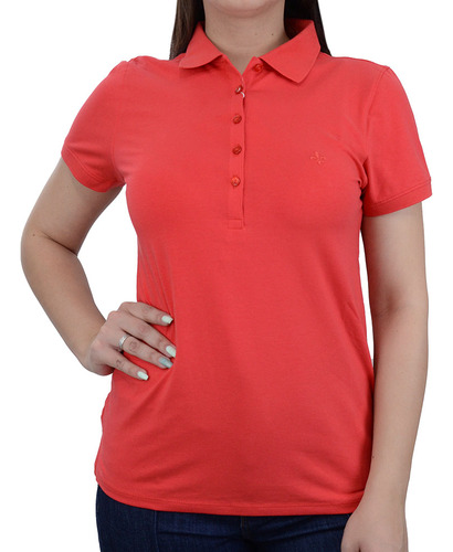 Camisa Polo Feminina Dudalina Mc Pima Peruana Vermelha 08752