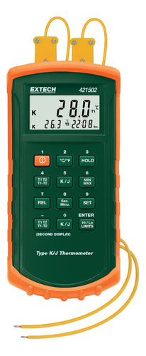 Extech  Termómetro De Entrada Dual Tipo J/k Con Alarma