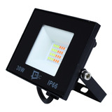 Projetor Refletor Holofote Led 30w Mgc Rgb C/controle Bivolt Cor Da Carcaça Preto 110v/220v