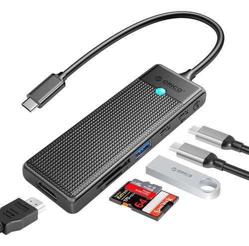 Usb Tipo C 6 En 1 Multi Puerto Usb 3.0 Adaptador Sd/tf Hdmi