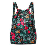 Mochila De Bolso Con Cordón Floral De Gran Capacidad