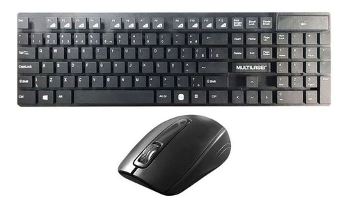 Teclado E Mouse Sem Fio Multilaser Multimidia Preto Usb