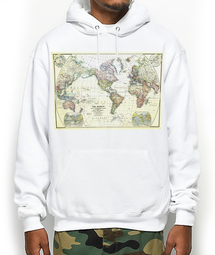 Sudadera Hoodie Mapa Mundo Antiguo Mundi Logo Mundial