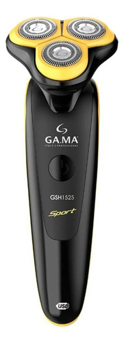 Afeitadora Gama Gsh 1525 Sport Usb Lavable Led Inalámbrica Color Negra Y Amarillo