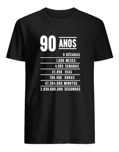 Presente Aniversário Camiseta Descrição 90 Anos Camisa