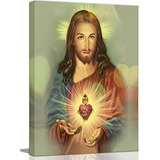 Cuadro Sagrado Corazón De Jesús Enmarcado Para Decoración Cr