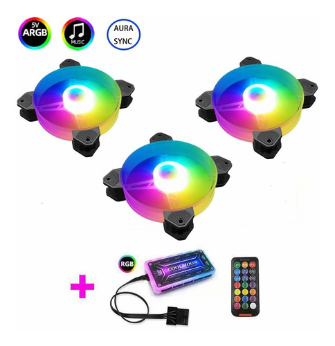 Kit 3 Ventilador Heladera Rgb, Controlador + Aura Sync