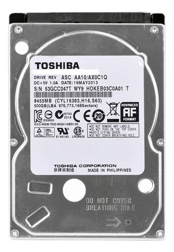 Disco Rígido Hd Interno Toshiba Para Notebook 500gb 