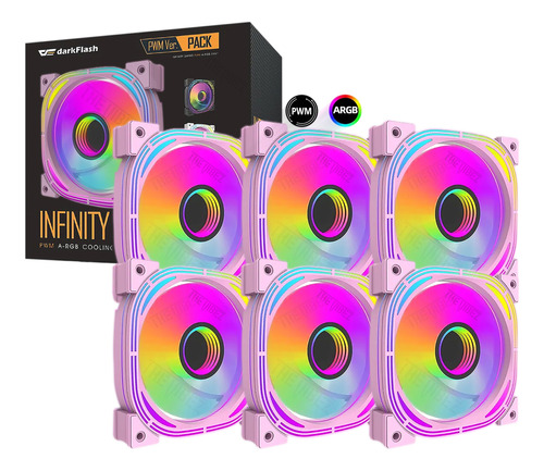 Cooler Aigo Infinity 24 Pro Rosa Argb + Pwm 6 Fans Darkflash