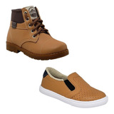 Kit 2 Pares Bota Masculina Infantil Sapatenis Menino Casual