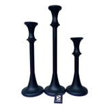 Candelabro Velas Decorativo Hogar Negro 3 Pcs