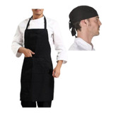 Delantal De Cocina Unisex + Gorro Antifluido Chef Mesero 