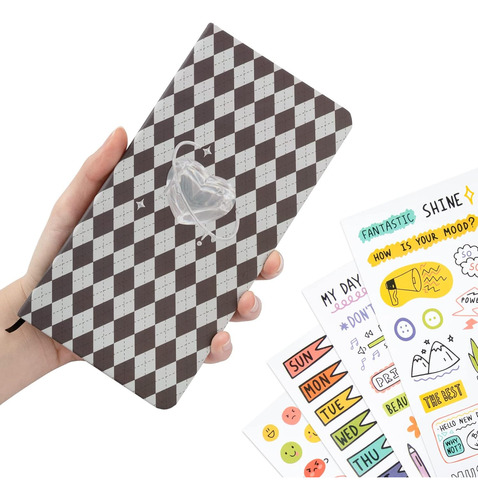 Notebook 3.7×7.36    Journal Hardcover With 8 Stickers...