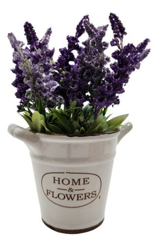 Plantas Artificiales Decorativas Macetero Ceram Lavanda 22cm