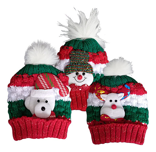 Gorro Pompom Bebe Navidad Con Luces Hasta 1año Frio Lana 