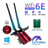 Adaptador Wi-fi 6e 5374mbps Intel Ax210 Bluetooth 5.3