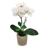 Planta Orquídea Artificial Flor Vara Grande Maceta Elegante